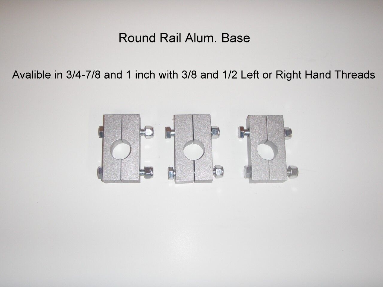A picture of three different sizes of round rail.