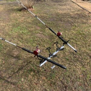 A couple of poles that are on the ground