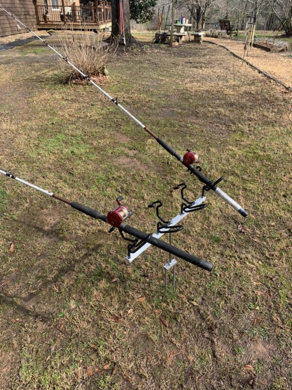 A couple of poles that are on the ground