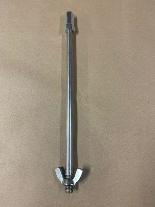 A metal pole with two arms and one leg.