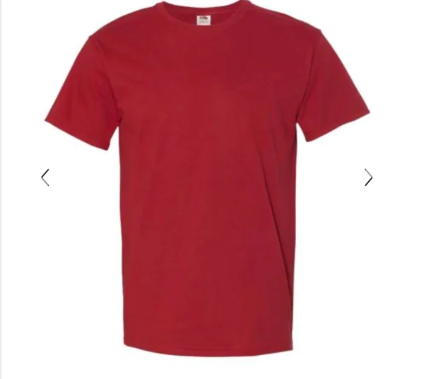 A red shirt is shown with no background.